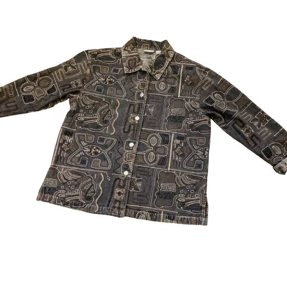 Chicos Size 1 Embroidered Beaded Thick Jacket Unique Trendy Pattern Abstract - Picture 1 of 10